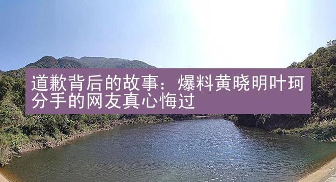 道歉背后的故事：爆料黄晓明叶珂分手的网友真心悔过